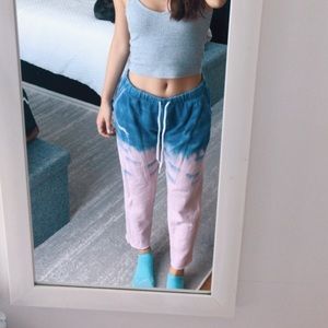 PINK tie-dye cutoff sweatpants